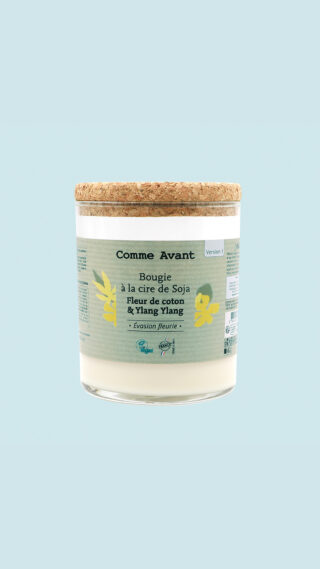 Comme Avant - Bougie Parfumée dIntérieur Écologique  Fleur de Coton & Ylang Ylang  100% Cire de Soja  Végétale et Naturelle  Fabriquée en France