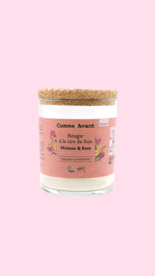 Comme Avant - Bougie Parfumée dIntérieur Écologique  Mimosa & Rose  100% Cire de Soja  Végétale et Naturelle  Fabriquée en France