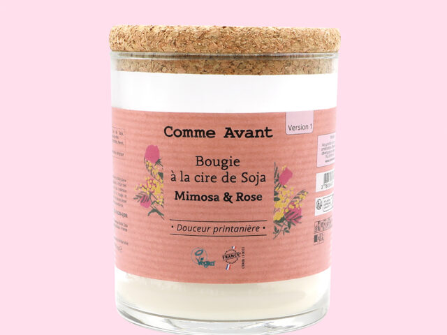 47581550313795 Comme Avant - Bougie Parfumée d'Intérieur Écologique - Mimosa & Rose - 100% Cire de Soja - Végétale et Naturelle - Fabriquée en France