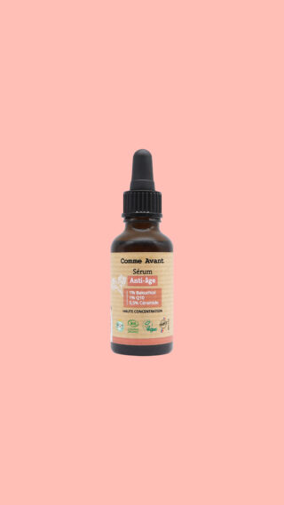 Comme Avant - Sérum Anti-Âge Bio 30ml – Ride et Fermeté de la Peau – Bakuchiol – Q10 – Céramide – 100% Naturel – Fabriqué en France