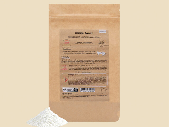 Comme Avant - Assouplissant en Poudre Écologique aux Cristaux de Soude - Fabrication Française