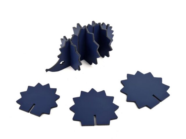 Lavoisier Maroquinier - 6 sous-verres "Hérisson" en cuir bleu