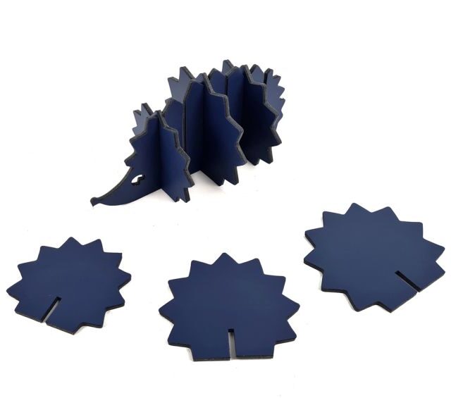 Lavoisier Maroquinier - 6 sous-verres "Hérisson" en cuir bleu