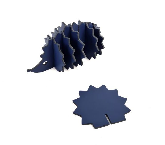 Lavoisier Maroquinier - 6 sous-verres "Hérisson" en cuir bleu