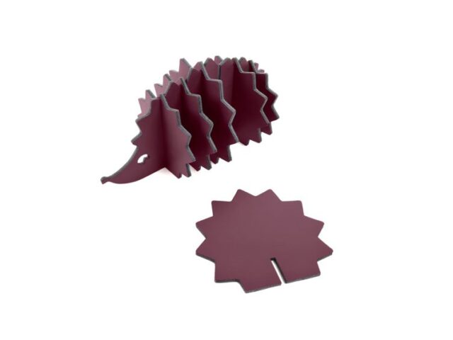 Lavoisier Maroquinier - 6 sous-verres "Hérisson" en cuir bordeaux