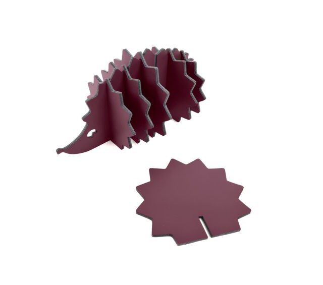 Lavoisier Maroquinier - 6 sous-verres "Hérisson" en cuir bordeaux