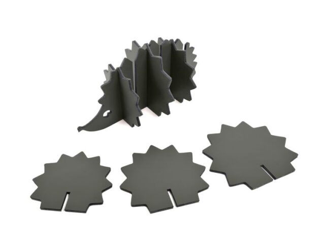 Lavoisier Maroquinier - 6 sous-verres "Hérisson" en cuir gris