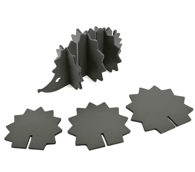 Lavoisier Maroquinier - 6 sous-verres "Hérisson" en cuir gris