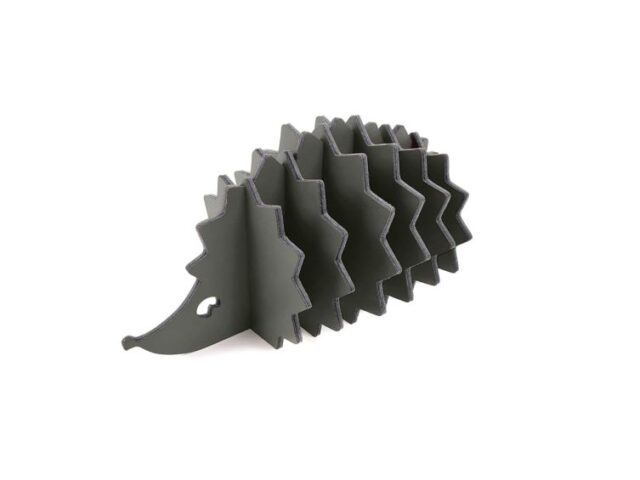 LAVOISIER Maroquinier - 6 sous-verres “Hérisson” en cuir gris, décoration transformable en set de 6 sous-verres