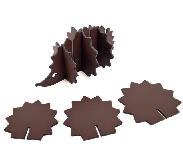 Lavoisier Maroquinier - 6 sous-verres "Hérisson" en cuir marron