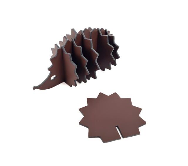 Lavoisier Maroquinier - 6 sous-verres "Hérisson" en cuir marron