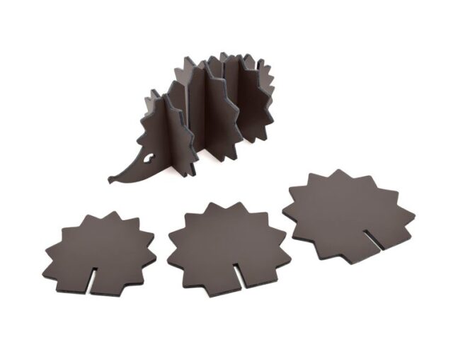 Lavoisier Maroquinier - 6 sous-verres "Hérisson" en cuir marron foncé