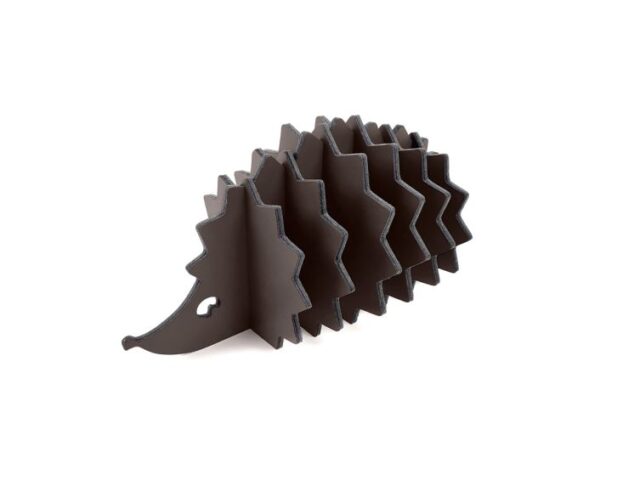 LAVOISIER Maroquinier - 6 sous-verres “Hérisson” en cuir marron foncé, décoration transformable en set de 6 sous-verres