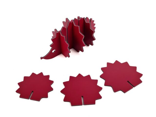 Lavoisier Maroquinier - 6 sous-verres "Hérisson" en cuir rouge