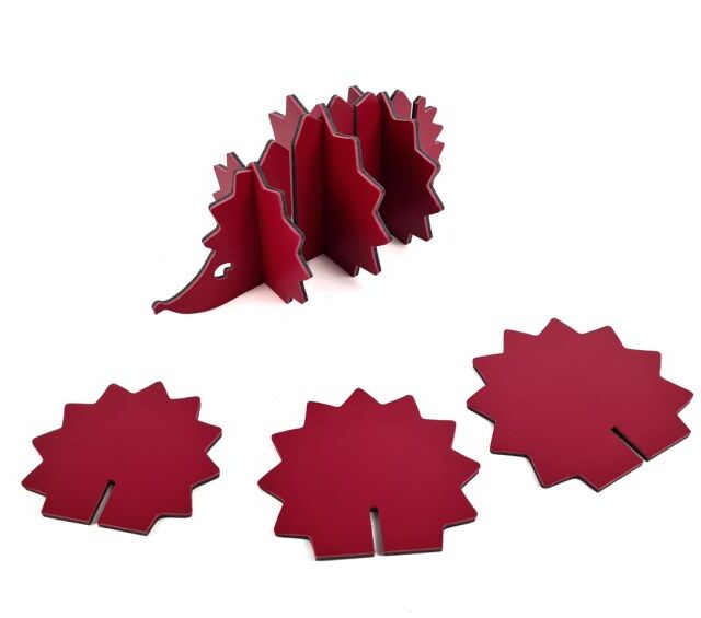 Lavoisier Maroquinier - 6 sous-verres "Hérisson" en cuir rouge