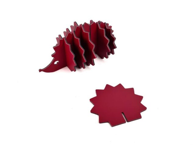 Lavoisier Maroquinier - 6 sous-verres "Hérisson" en cuir rouge