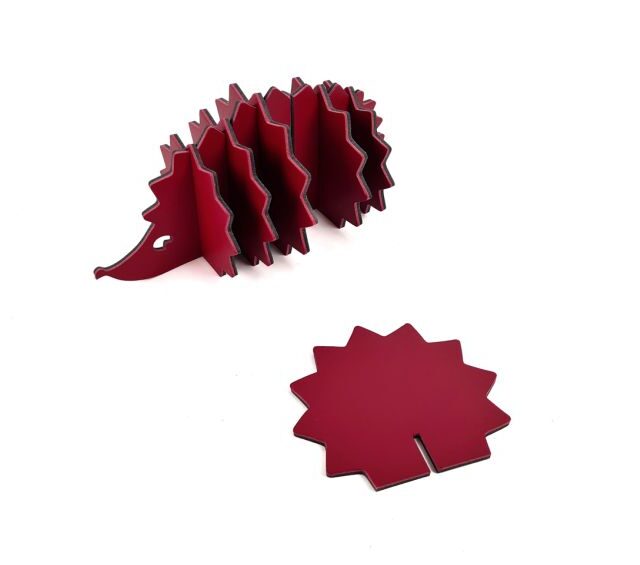 Lavoisier Maroquinier - 6 sous-verres "Hérisson" en cuir rouge