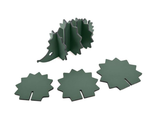 Lavoisier Maroquinier - 6 sous-verres "Hérisson" en cuir vert