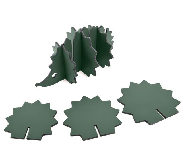 Lavoisier Maroquinier - 6 sous-verres "Hérisson" en cuir vert