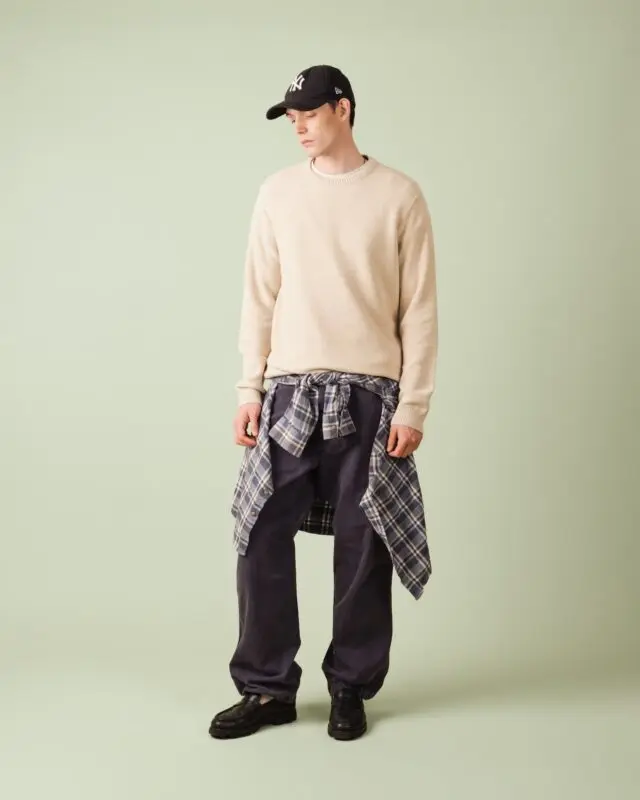 Agop col rond – Beige chiné par la marque Nitto Knitwear Nitto Knitwear - Agop col rond – Beige chiné