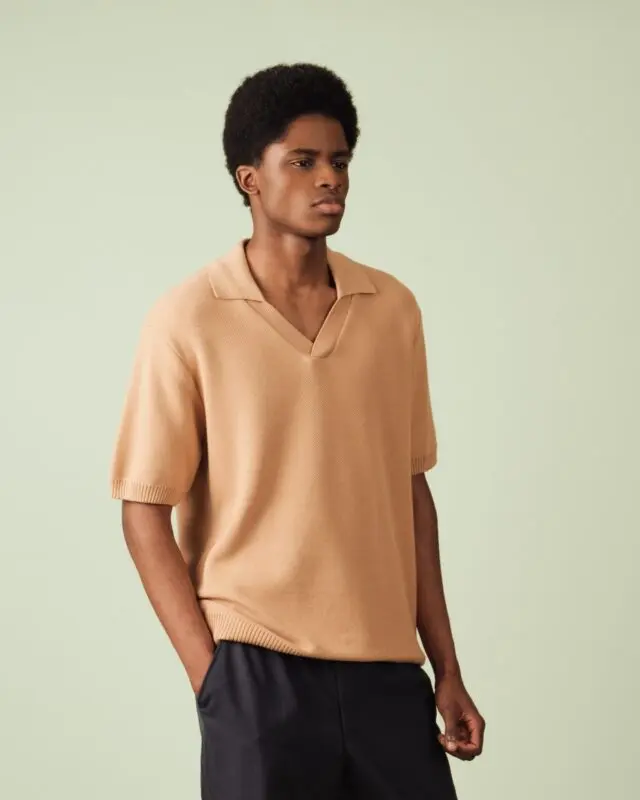 Nitto Knitwear - Agop Polo – Camel