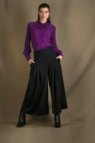 Pantalon Large Taille Haute Noir Laine Abandon par la marque My tailor is Joh My tailor is Joh - Pantalon Large Taille Haute Noir Laine Abandon