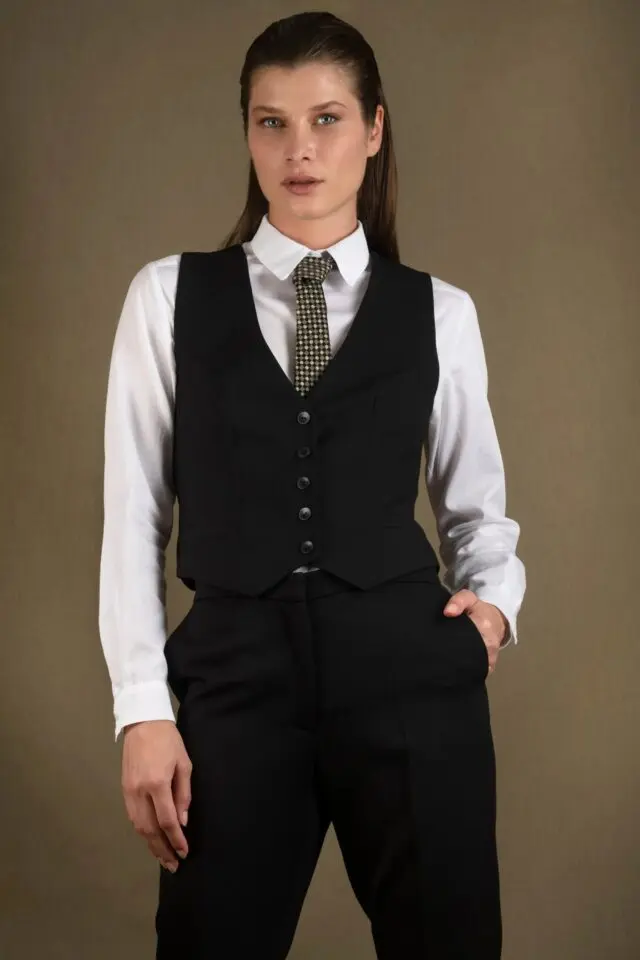 My tailor is Joh - Gilet Tailleur Femme Laine Noir – Conception