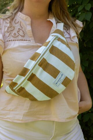 MAISON MALLOW - Sac Banane à Rayures Camel  Les Imparfaits