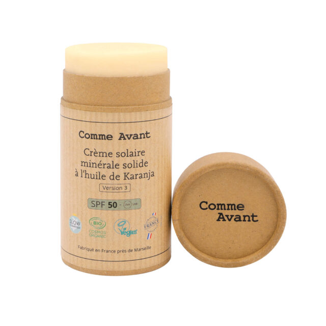Comme Avant - Crème Solaire SPF50 Minérale Bio 80g - Visage & Corps - Naturelle & Solide