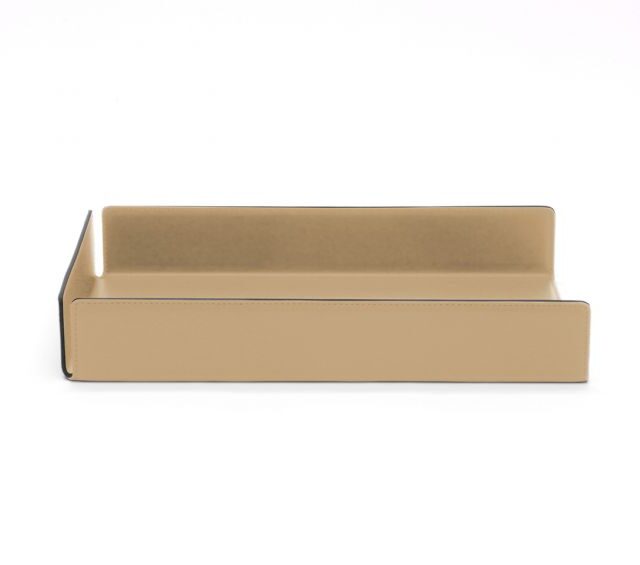 Lavoisier Maroquinier - Bac à courrier en cuir beige cafe latte format A4