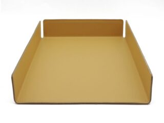 LAVOISIER Maroquinier - Bac à courrier en cuir beige cafe latte format A4