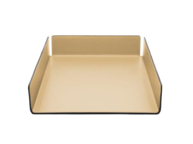 Lavoisier Maroquinier - Bac à courrier en cuir beige cafe latte format A4