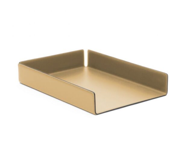 Lavoisier Maroquinier - Bac à courrier en cuir beige cafe latte format A4