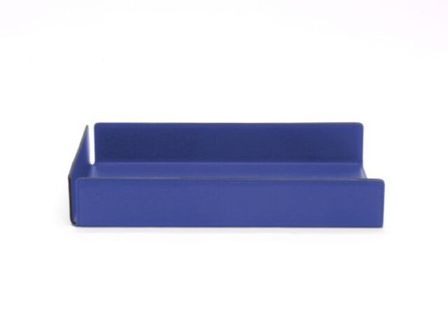 Lavoisier Maroquinier - Bac à courrier en cuir bleu cobalt format A4