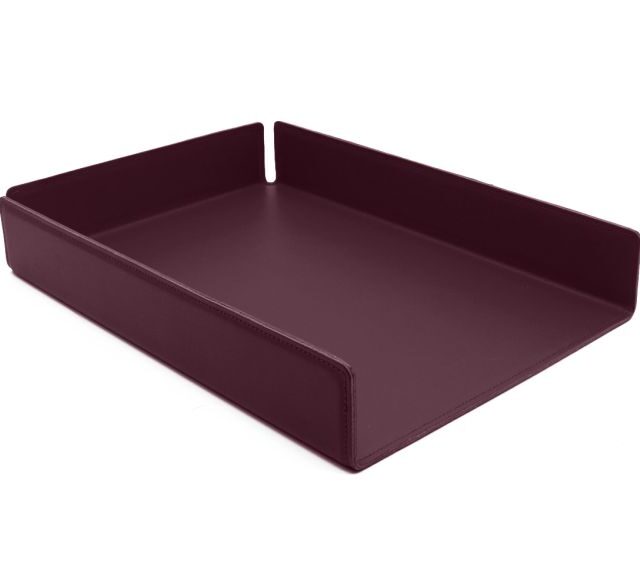 Lavoisier Maroquinier - Bac à courrier en cuir bordeaux format A4