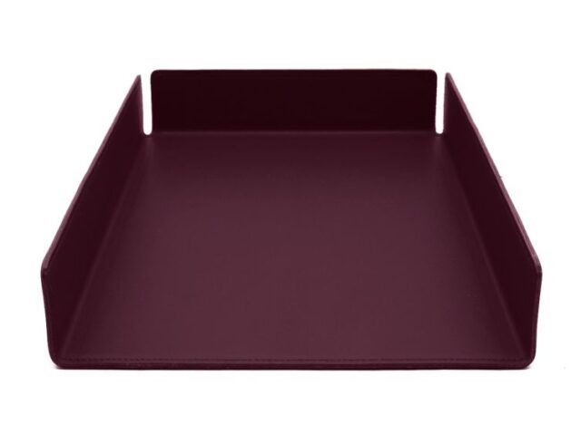 LAVOISIER Maroquinier - Bac à courrier en cuir bordeaux format A4