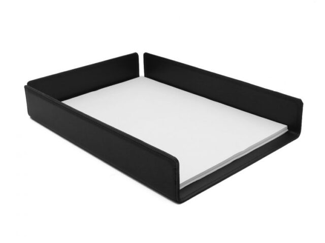 Lavoisier Maroquinier - Bac à courrier en cuir noir format A4