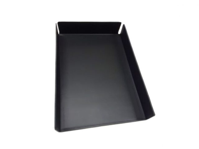 Lavoisier Maroquinier - Bac à courrier en cuir noir format A4