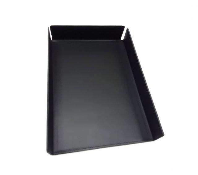 Lavoisier Maroquinier - Bac à courrier en cuir noir format A4