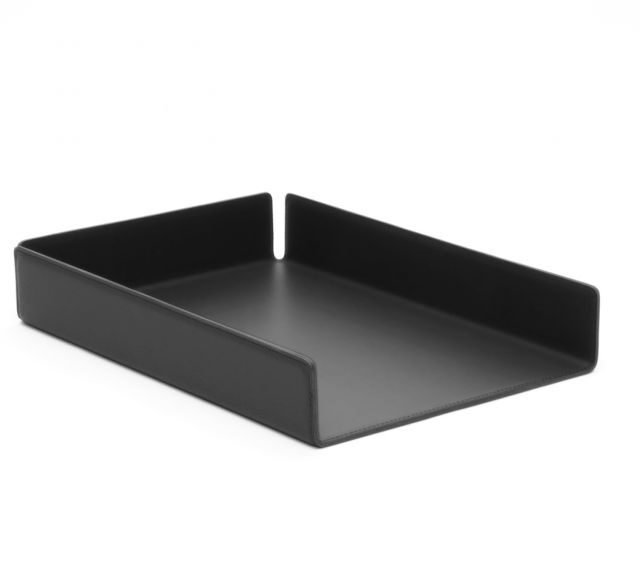 Lavoisier Maroquinier - Bac à courrier en cuir noir format A4