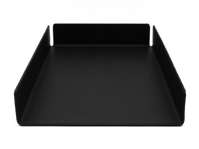 LAVOISIER Maroquinier - Bac à courrier en cuir noir format A4