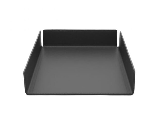 Lavoisier Maroquinier - Bac à courrier en cuir noir format A4