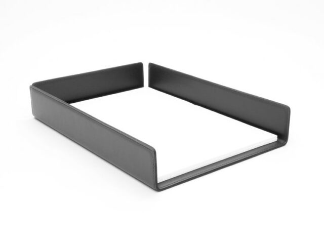 Lavoisier Maroquinier - Bac à courrier en cuir noir format A4