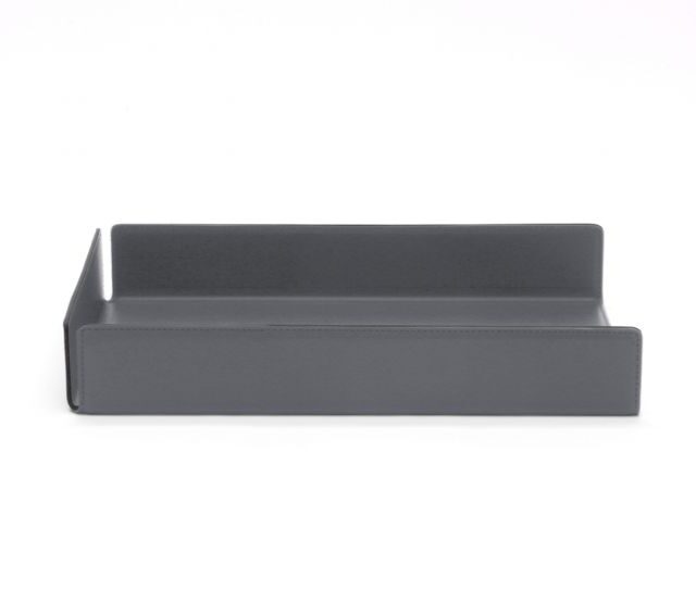 Lavoisier Maroquinier - Bac à courrier en cuir gris fer format A4