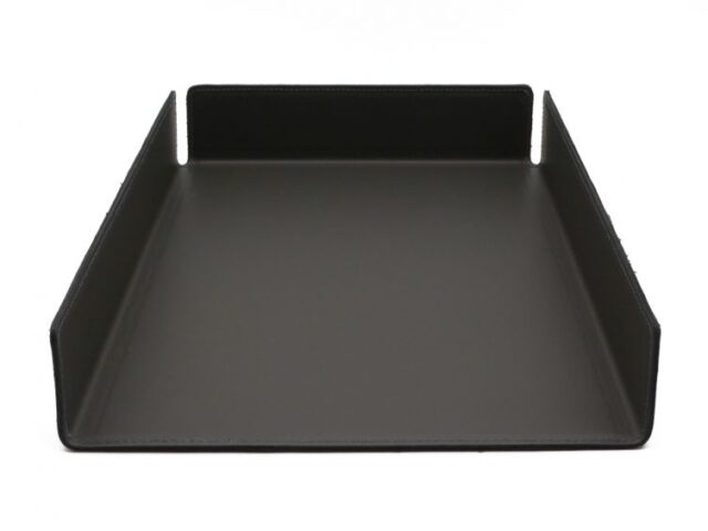 LAVOISIER Maroquinier - Bac à courrier en cuir gris fer format A4