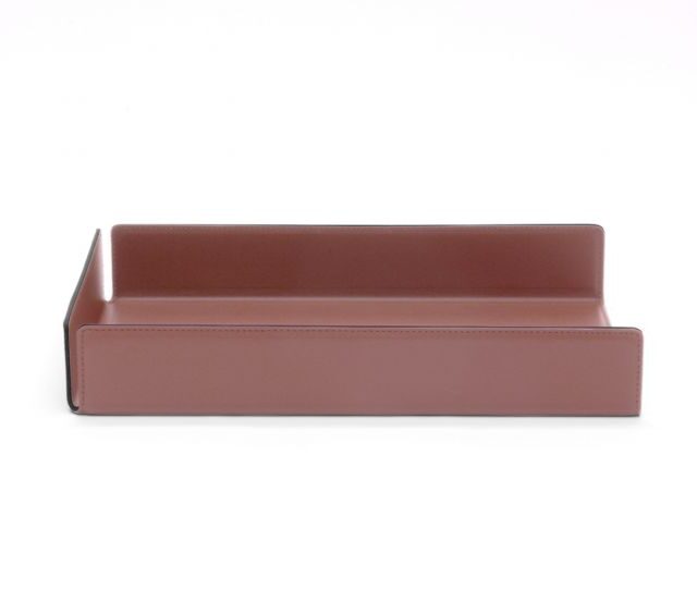 Lavoisier Maroquinier - Bac à courrier en cuir marron format A4