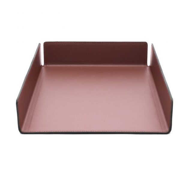 Lavoisier Maroquinier - Bac à courrier en cuir marron format A4