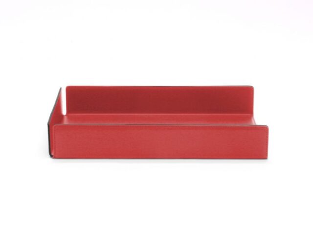 Lavoisier Maroquinier - Bac à courrier en cuir rouge coquelicot format A4