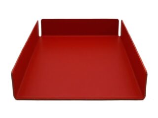 LAVOISIER Maroquinier - Bac à courrier en cuir rouge coquelicot format A4