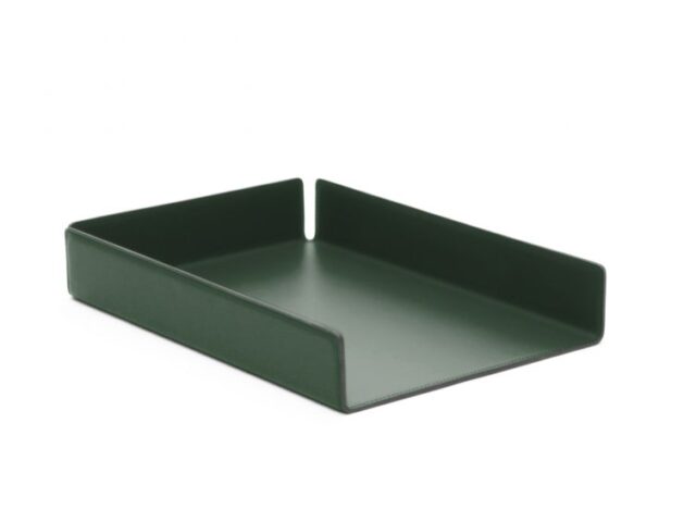 Lavoisier Maroquinier - Bac à courrier en cuir vert anglais format A4